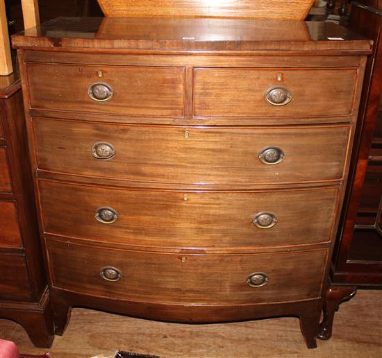 Regency mahogany bowfronted chest of two short and three long drawers